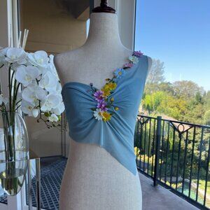 (RESERVED) BNWT Ema Savahl Couture flower appliqué mesh top, One Size Fits All
